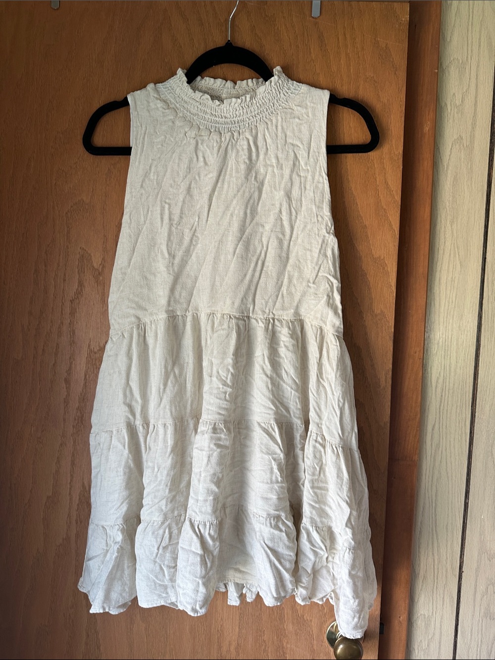 Lulu's Cream Sleeveless Smocked Neck Tiered Mini Dress